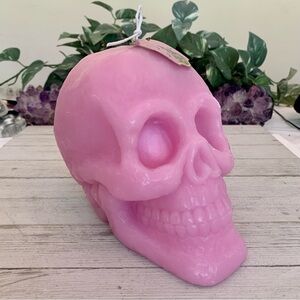 Heavy Large Pink Skull Candle Big Halloween 3D Non Scented Anatomical Head 7"x6"